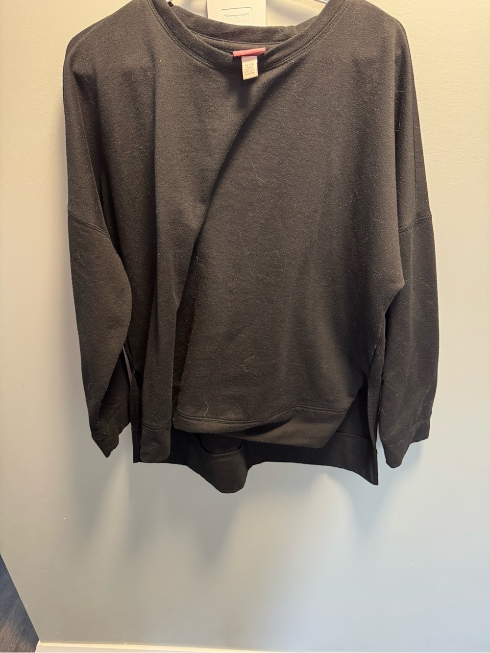 Black Womens Crewneck Sweater - Maternity